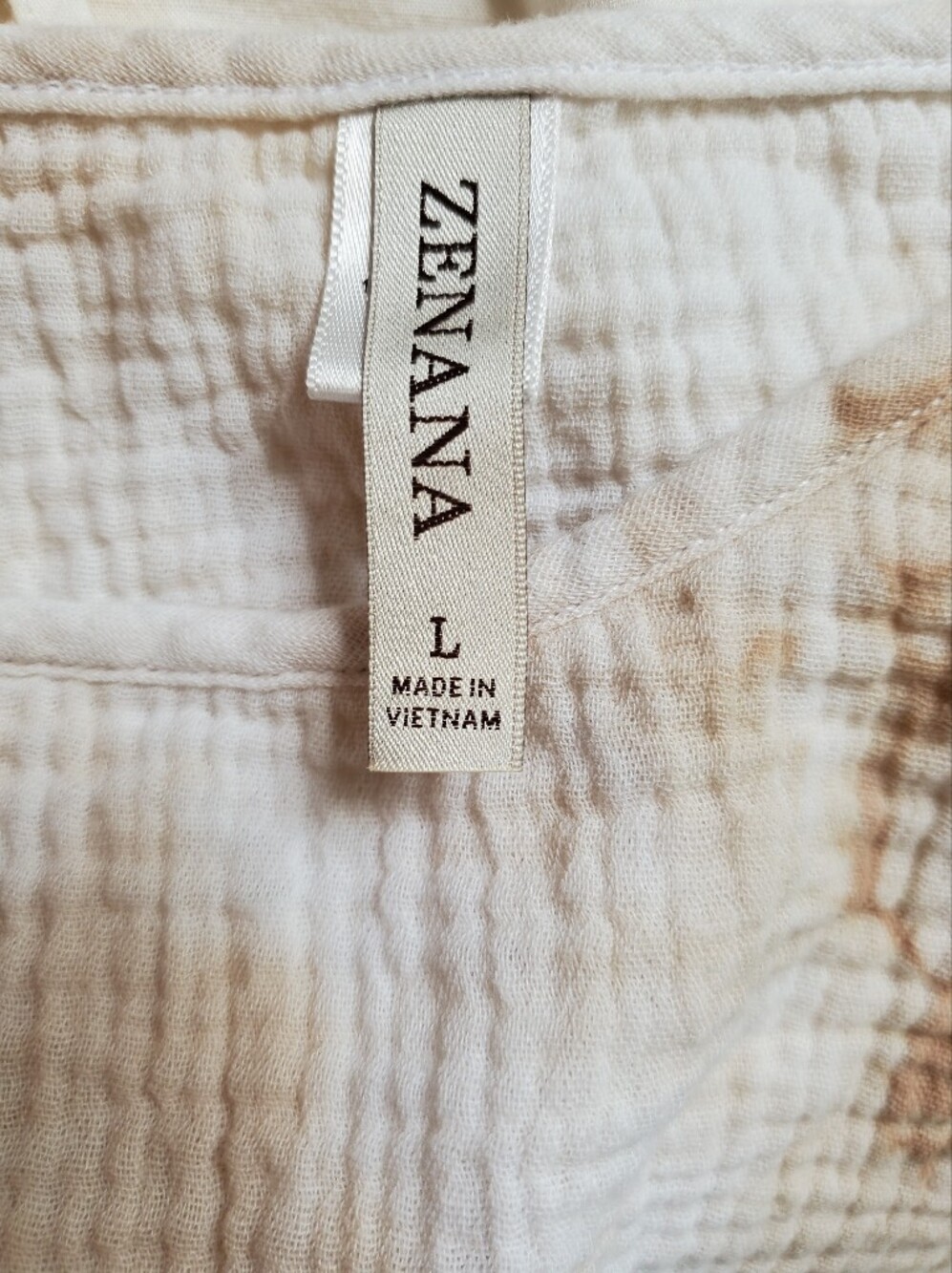 Zenana Crinkle Gauze Cotton Bib Tank Top Tea Dyed Overdyed Size LG NWOT - Picture 5 of 7